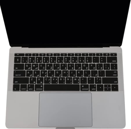MacBook Arapça Klavye Koruyucu A1534 A1708 Uyumlu Silikon Klavye Koruyucu Arapça Baskılı US Amerikan Enter Siyah