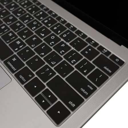 MacBook Arapça Klavye Koruyucu A1534 A1708 Uyumlu Silikon Klavye Koruyucu Arapça Baskılı US Amerikan Enter Siyah