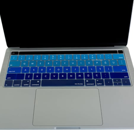 Türkçe Q Keyboard Cover MacBook Pro Touch Bar 13 inç 15 inç Uyumlu A1706 A1989 A2159 A1707 A1990 | US ANSI Amerikan Düz Enter Silikon Klavye Koruyucu Lacivert Mavi