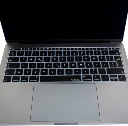 MacBook Klavye Koruyucu A1534 A1708 Uyumlu Türkçe F Baskılı Silikon Klavye Koruyucu UK Enter Siyah