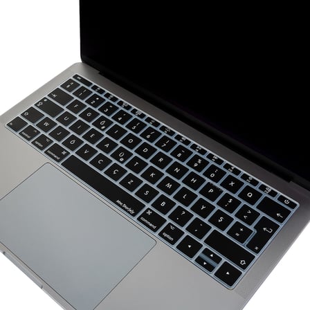 MacBook Klavye Koruyucu A1534 A1708 Uyumlu Türkçe F Baskılı Silikon Klavye Koruyucu UK Enter Siyah