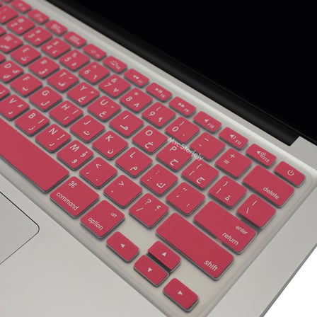 Arapça Silikon Klavye Koruyucu Apple MacBook Air 13 & Pro 13/15 ile Uyumlu | US Düz Enter Amerikan Layout | A1278 A1502 A1425 A1369 A1466 A1286 A1398 Açık Pembe