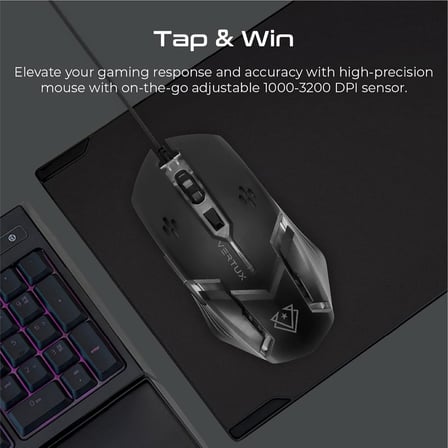 Orion, oyun klavyesi ve fare, 6 programlanabilir fare, ayarlanabilir 3200 dpi, bilek desteği ve çok renkli LED arka plan aydınlatması