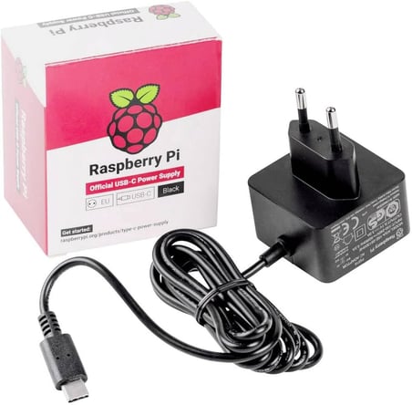 Raspberry 4596 Pi - 4 Model B, USB-C, 5.1V, 3A için resmi güç kaynağı