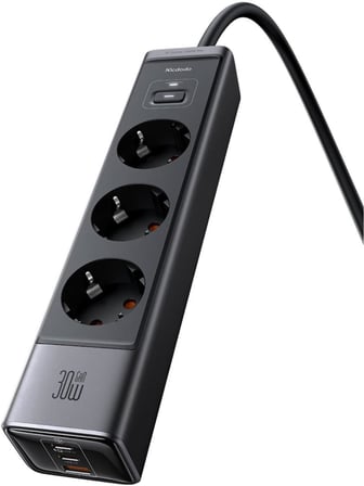 CH-0620 6 In 1 Gan 30W Fast Chrger 2C1A Eu Plug, Siyah