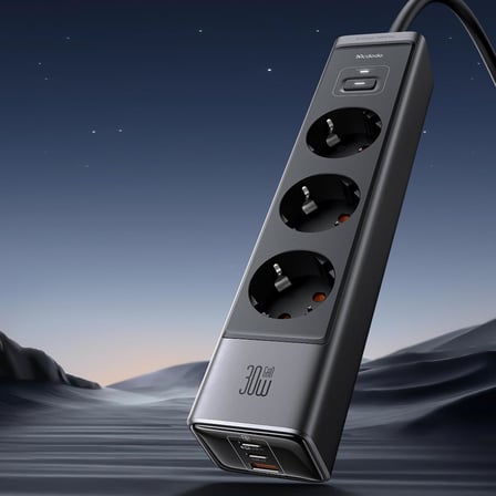 CH-0620 6 In 1 Gan 30W Fast Chrger 2C1A Eu Plug, Siyah