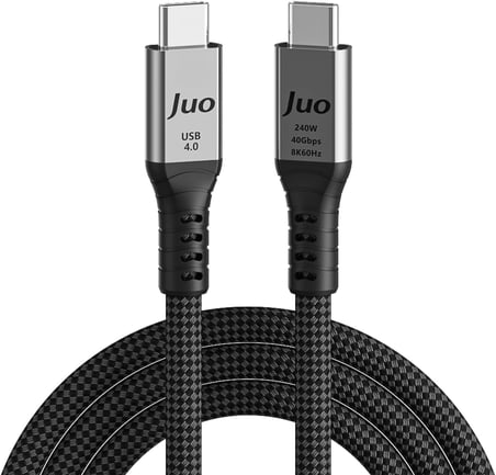 USB 4.0 240W 40Gbps Thunderbolt 4 8K 60Hz USB-C Görüntü Aktarım ve Type-C Hızlı Şarj ve Data Kablosu 1 Metre