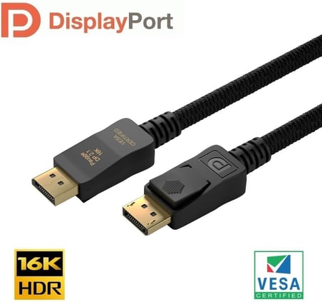 VESA Sertifikalı Displayport 2.1 Kablo – 16K 60HZ, 8K 120Hz, 8K 60Hz, 4K 240Hz (2 Metre)