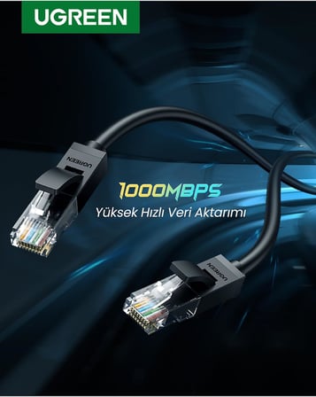 CAT6 Ethernet Kablosu, 2 Metre, Siyah
