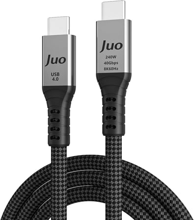 USB 4.0 240W 40Gbps Thunderbolt 4 8K 60Hz USB-C Görüntü Aktarım ve Type-C Hızlı Şarj ve Data Kablosu 2 Metre