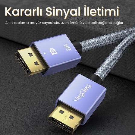 8K/60Hz 4K/165Hz 2K/240Hz DisplayPort 1.4 Kablo 1.5 Metre