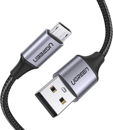 Örgülü Micro-USB & USB-A Data ve Şarj Kablosu, 2 Metre, Siyah