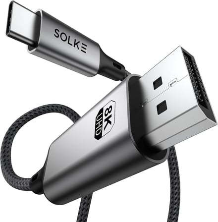 USB-C to DisplayPort 1.4 Kablo 2 Metre 8K 60Hz 4K 144Hz 2K 240Hz Type-C to DP Monitör Kablosu Thunderbolt 5/4/3 Uyumlu