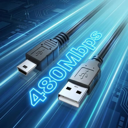 Mini USB to USB Şarj ve Data Kablosu (1.5 METRE) - USB 2.0 Veri + Şarj - USB-A'dan Mini USB-B'ye (5 Pin) - Dijital/Aksiyon/Araç Kamerası, GPS, MP3/MP4, PS3 Kolu Uyumlu - Tak Çalıştır