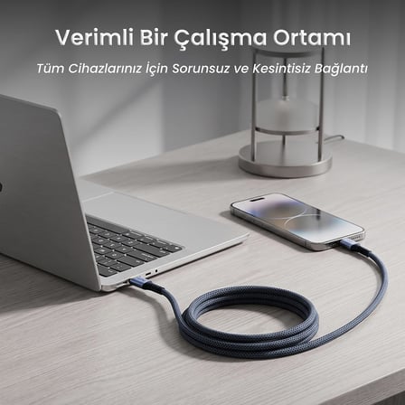 100W USB-A to Type-C Kablo USB 3.2 Gen 2 10Gbps Data ve Hızlı Şarj Kablosu 1.5 Metre