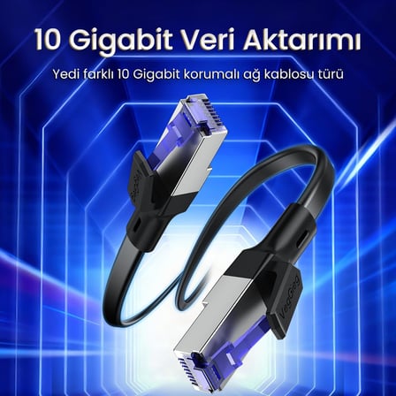 CAT7 10Gbps Gigabit 600Mhz FTP RJ45 Flat Ethernet Kablosu 10 Metre