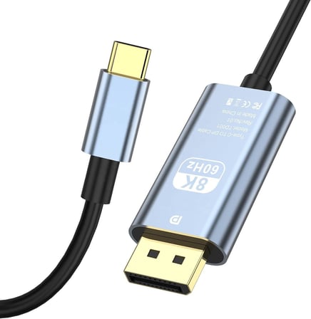 Type-C to DP Kablo, 8K 60Hz 200cm Yüksek Hızlı, Tip C to Displayport Kablo 2 Metre Uzunluğu USB C Displayport 200cm ZR858