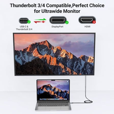 Type-C to DP Kablo, 8K 60Hz 200cm Yüksek Hızlı, Tip C to Displayport Kablo 2 Metre Uzunluğu USB C Displayport 200cm ZR858