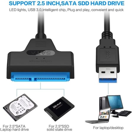 6944 Usb 3.0 Yüksek Hızlı 2.5 Inç Sata Ssd Ve Hdd Harddisk Kablosu Tek Bir Aparat ile Tüm Disklerinize USB 3.0 Hızıyla Erişin!