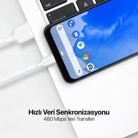 Micro Usb 120cm Şarj Kablosu, Mavi