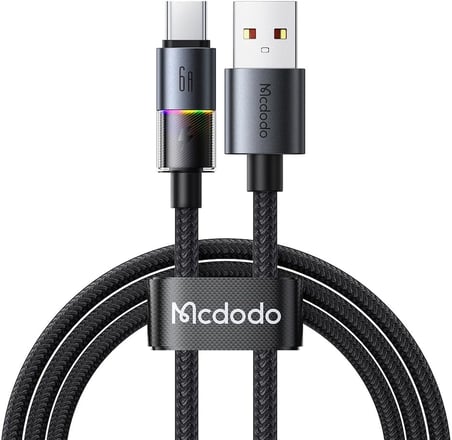 CA-8180 Usb Typec 6A 7 Renkli LED Işıklı Şarj Data Kablosu