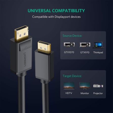 4K 60Hz Displayport to Displayport Kablo, 5 Metre