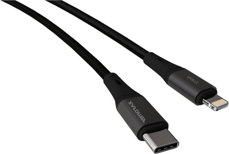 Wahoo Type C-Lightning 27Watt PD Hızlı Şarj Kablosu, Siyah/Antrasit Metal (100 CM)