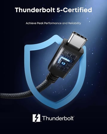 Thunderbolt 5.0 Type-C Kablo – 240W PD Hızlı Şarj, 120Gbps Veri Aktarımı, 16K 60Hz Görüntü Desteği, E-Marker Akıllı Çipli, Thunderbolt 3/4/USB4 Geriye Uyumluluklu Örgü Kablo | ZR1107