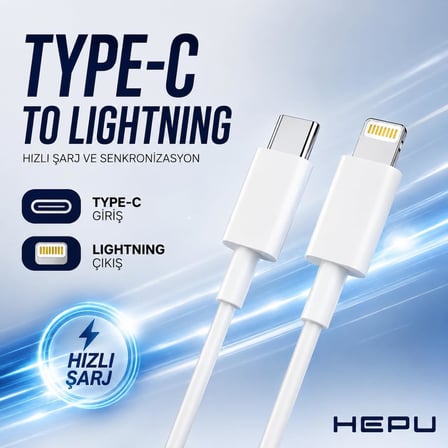 HP-NYK001 Nova Series Type-C to Lightning 27W Hızlı Şarj ve Veri Transfer Kablosu (1 Metre) – iPhone Uyumlu Aşırı Akım Korumalı Beyaz