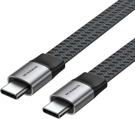 USB 4.0 40GBPS Flat USB C Veri Kablosu, 240W USB C Şarj Kablosu, 8K@60hz 4K@240Hz 2K@360Hz Thunderbolt 4 Görüntü Kablosu, MacBook, Monitör, Docking İstasyonu, iPhone ile Uyumlu - 1.2 Metre