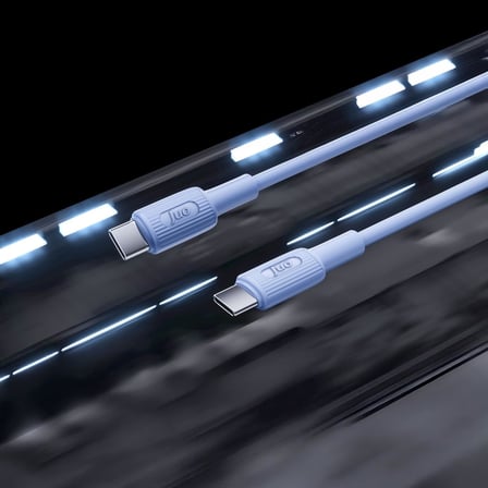 60W USB Type-C to Type-C Silikon Hızlı Şarj ve Data Kablosu Mavi 1 Metre