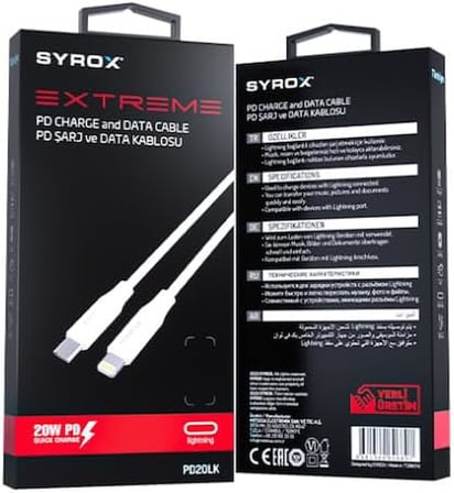PD20LK 3.0A 20W 1mt Type-C - Lightning Şarj & Data Kablosu - Beyaz