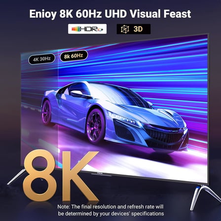 8K 60Hz Displayport 1.4 to HDMI 2.1 Örgülü Kablo, 1m, 80395
