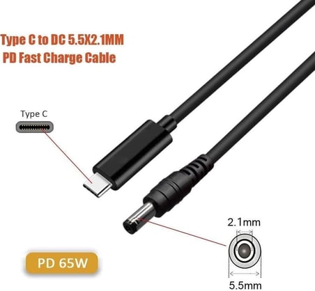 Parcbeny 1342 Type C To Dc 12V Pd 5.5 * 2.5mm Adaptör 1 Metre Çevirici Power Şarj Kablosu Type C PD Power Supply Cable Uç2:DC 5.5 * 2.5mm (5.5 * 2.1mm ile uyumludur kullanılabilir))