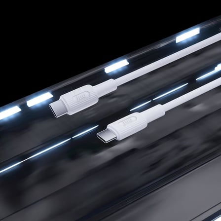 60W USB Type-C to Type-C Silikon Hızlı Şarj ve Data Kablosu Beyaz 1 Metre