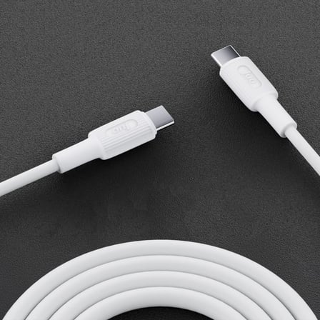 60W USB Type-C to Type-C Silikon Hızlı Şarj ve Data Kablosu Beyaz 1 Metre