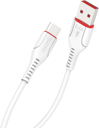 AS-X406 2A Type-C 1m Beyaz Data + 2.4A Hızlı Şarj Kablosu 1 Metre