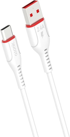 AS-X406 2A Type-C 1m Beyaz Data + 2.4A Hızlı Şarj Kablosu 1 Metre