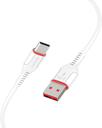 AS-X406 2A Type-C 1m Beyaz Data + 2.4A Hızlı Şarj Kablosu 1 Metre
