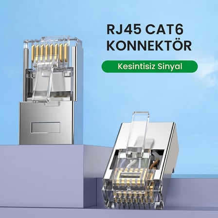 Cat6 Metal RJ45 Jack 8P8C Ethernet Konnektörü Altın Kaplama 102 Adet