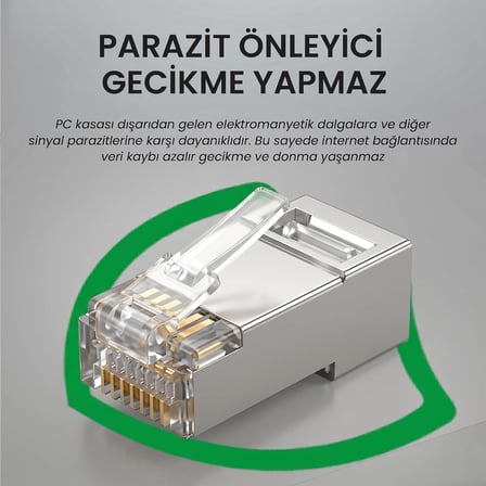 Cat6 Metal RJ45 Jack 8P8C Ethernet Konnektörü Altın Kaplama 102 Adet