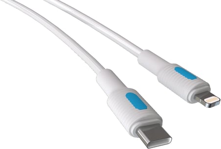 Coral Type C-Lightning 27Watt PD Hızlı Şarj Kablosu (Beyaz + Mavi/Beyaz Uç) (120 CM)