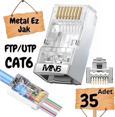 M117XF Cat6 jack/35 Adet-Metal EZ/Yeni Nesil rj45 cat6-8P/8C AÇIK UÇLU/Cat6 Konnektör (Metal EZ jack, 35)