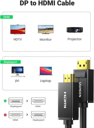 4K Displayport HDMI Dönüştürücü Kablo, 1 Metre