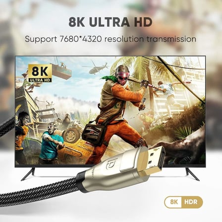 8K 60Hz 4K 144Hz v1.4 DisplayPort Görüntü ve Ses Aktarım Kablosu 3 Metre