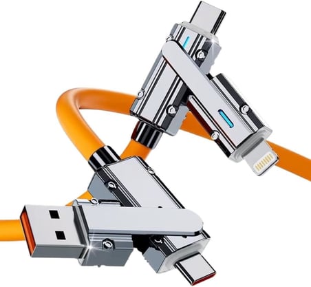 A6019 Usb Type C Lightning 4 in 1 Hızlı Şarj Data Kablosu Çevirici Dönüştürücü Adaptör 100-120W - 1M
