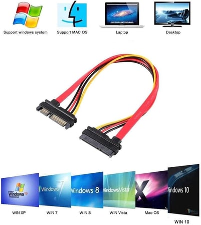 Al-4617 SATA Power Uzatma Kablosu 15+7 Pin (Erkek - Dişi), Siyah