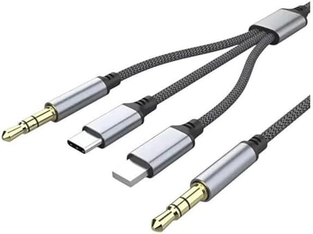 3in1 Type-C, Lighting ile Uyumlu to 3.5mm Örgülü Aux Kablosu 1m MT2811 (Tak Çalıştır)