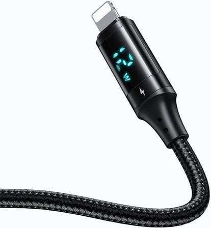Ca-1060 Lightning Dijital Göstergeli Data-Şarj Kablosu 3A 1.2M, Siyah