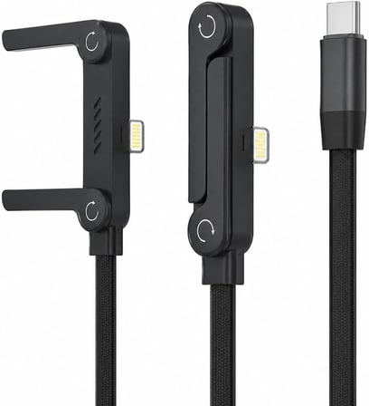 Armor Series HP-ALC01 27W Hızlı Şarj Kablosu - 1.5M Entegre Telefon Standlı ve 90° Açılı Lightning Şarj/Veri Kablosu Dayanıklı Örgülü Yapı